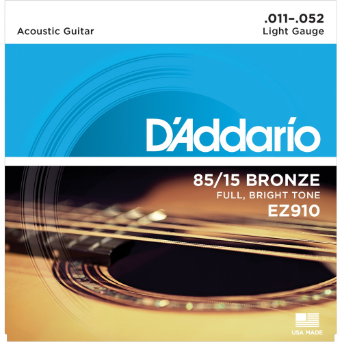 D'Addario EZ910 струны для акуст. гитары, бронза 85/15, Light 11-52