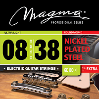 Magma Strings GE100N Струны для электрогитары 8-38, Серия: Nickel Plated Steel, Калибр: 8-10-15-22-30-38, Обмотка: круглая, никелированая сталь.