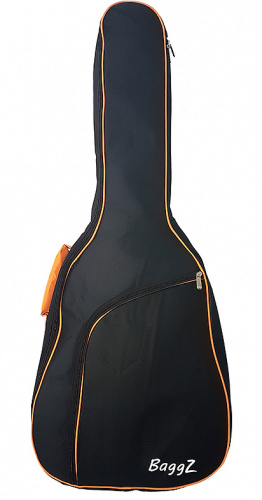 BaggZ AB-41-7OA Чехол для акустической гитары, 41", защитное уплотнение 10мм 600D, цвет черный, оранжевая окантовка