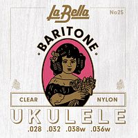 LA BELLA Ukulele 25 струны для укулеле баритон (028-032-040-028), черный нейлон