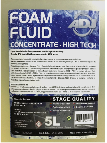 American DJ Foam Fluid 5L Жидкость для генератора пены готовая к применению 5л фото 2