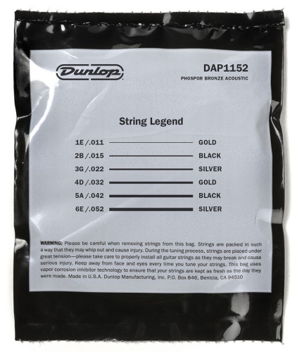Dunlop DAP1152 струны для акустической гитары Phosphor Bronze 11-52 фото 3