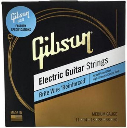 GIBSON SEG-BWR11 BRITE WIRE REINFORCED ELECTIC GUITAR STRINGS, MEDIUM GAUGE струны для электрогитары, .011-.050