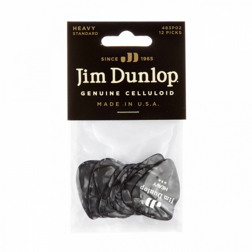 Dunlop Celluloid Black Pearloid Heavy 483P02HV 12Pack медиаторы, жесткие, 12 шт. фото 4