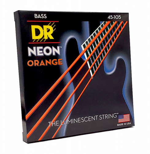 DR NOB-45 HI-DEF NEON струны для 4-струнной бас гитары с люминисцентным покрытием оражневые 45 - фото 2