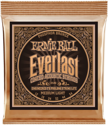 Ernie Ball 2546 струны для акуст.гитары Everlast Phosphor Bronze Medium Light (12-16-24w-32-44-54)