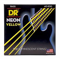 DR NYB-40 HI-DEF NEON струны для 4-струнной бас гитары с люминесцентным покрытием жёлтые 40 10