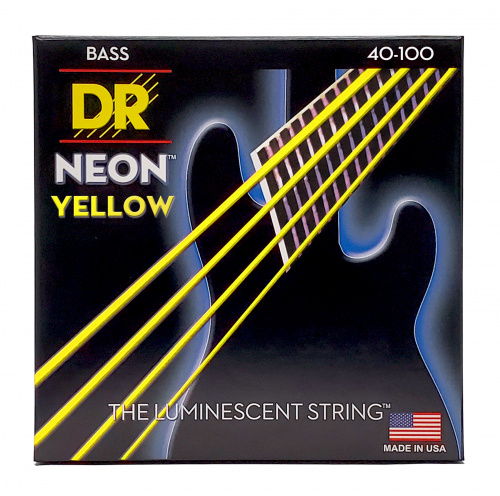 DR NYB-40 HI-DEF NEON струны для 4-струнной бас гитары с люминесцентным покрытием жёлтые 40 10