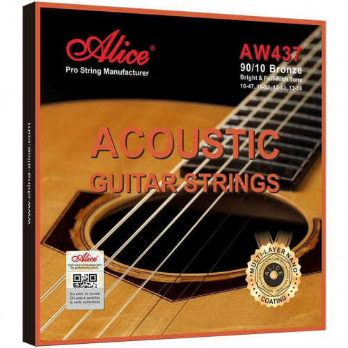 ALICE AW437-M Струны для акустической гитары, натяжение Medium, золотой