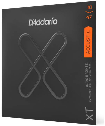 D'ADDARIO XTABR1047 SET ACOUS XT 80/20 X-LIGHT струны с покрытием XT для акустической гитары, 10-47