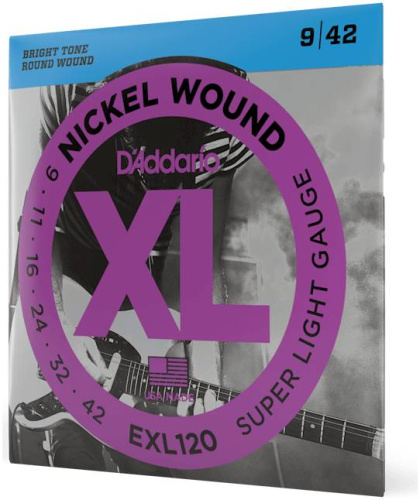 D'Addario EXL120 струны для электрогитары, Super Light, никель, 9-42