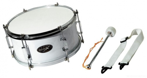 BASIX Marching drum 12х6,5" барабан маршевый с ремнем и колотушкой, белый (F893010) фото 2