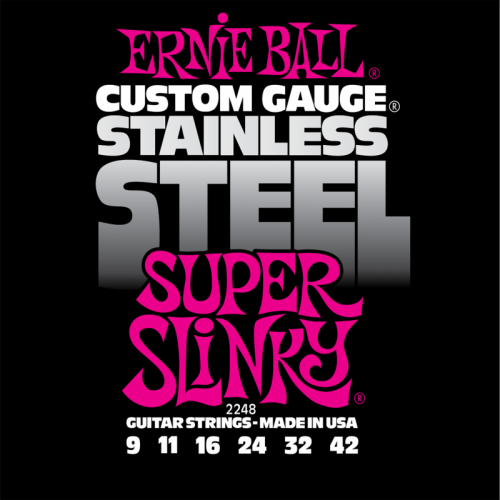 Ernie Ball 2248 струны для эл.гитары Stainless Steel Super Slinky (9-11-16-24w-32-42)