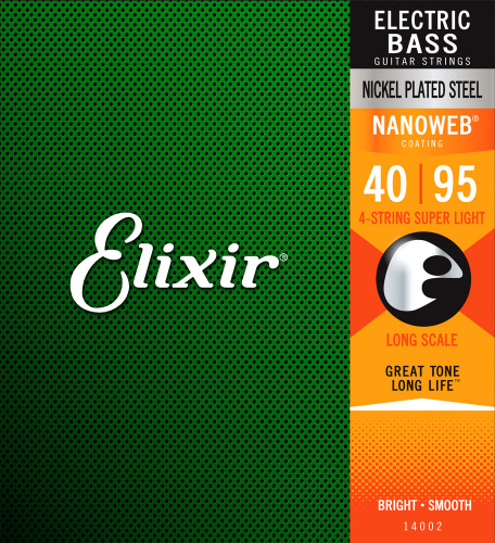 Elixir 14002 NanoWeb струны для бас-гитары Super Light 40-95