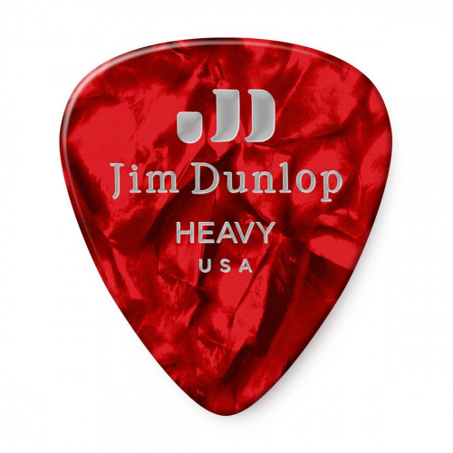 Dunlop Celluloid Red Pearloid Heavy 483P09HV 12Pack медиаторы, жесткие, 12 шт.