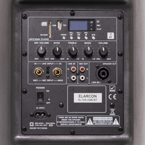 ELARCON SL10A-BT Активная 2-х полосная АС, 10" + 1,38", 150Вт, чуствительность 97дБ, 45Hz-20kHz фото 3