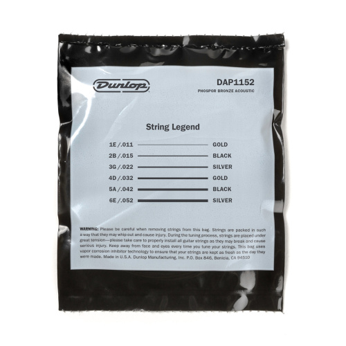 DUNLOP DAP1152 Струны для акустической гитары Phosphor Bronze 11/52-6/SET  фото 3