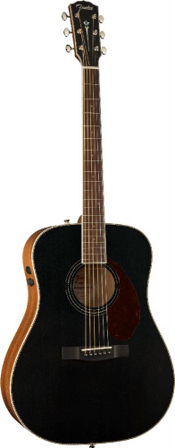 FENDER PM-1E DREAD MAH, BLK TOP электроакустическая гитара, цвет черный, кейс в комплекте фото 7