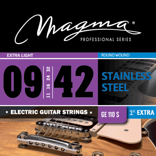 Magma Strings GE110S Струны для электрогитары 9-42, Серия: Stainless Steel, Калибр: 9-11-16-24-32-42, Обмотка: круглая, нержавеющая сталь.
