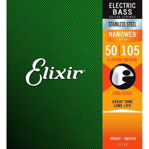 Elixir 14702 NanoWeb струны для бас-гитары Medium 50-105, нержавеющая сталь