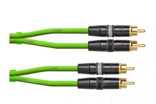 Cordial CEON DJ RCA 1,5 G аудио кабель 2xRCA male 2xRCA male, 1.5м, зеленый
