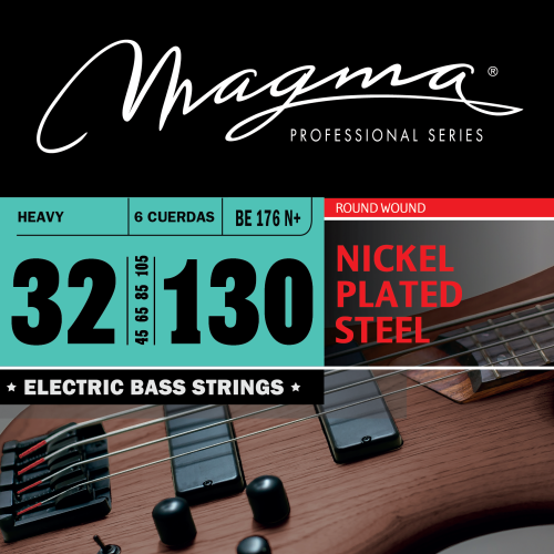 Magma Strings BE176N+ Струны для 6-струнной бас-гитары 32-131, Серия: Nickel Plated Steel, Обмотка: круглая, никелированая сталь, Натяжение: Medium.