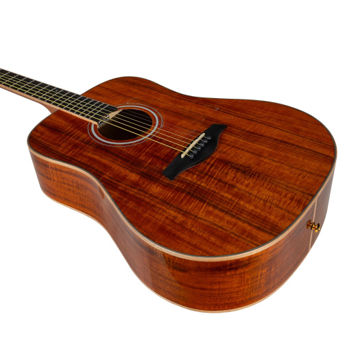 ROCKDALE Aurora D7 Koa NAT Акустическая гитара. Форма корпуса Dreadnought. Цвет натуральный. Глянцевое покрытие. Верхняя дека из ели с верхним слоем и фото 6