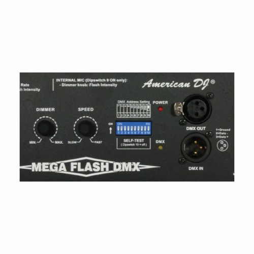 American DJ Mega Flash DMX 800-ваттный DMX-управляемый стробоскоп, 2 DMX-канала (скорость и диммер) фото 3