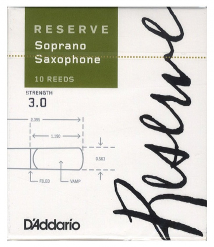 D'ADDARIO WOODWINDS DIR1030 RESERVE SSX 10 PACK 3.0 трости для сопрано саксофона, размер 3, 10 шт