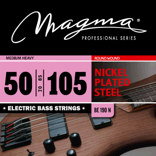 Magma Strings BE190N Струны для бас-гитары 50-105, Серия: Nickel Plated Steel, Калибр: 50-70-85-105, Обмотка: круглая, никелированая сталь, Натяжение: