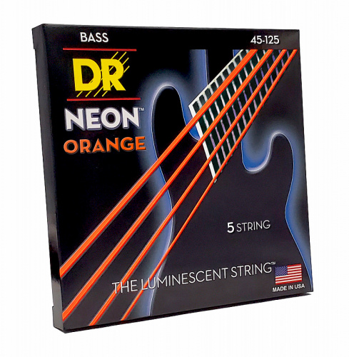 DR NOB5-45 HI-DEF NEON струны для 5-струнной бас гитары с люминисцентным покрытием оранжевые 4 фото 2
