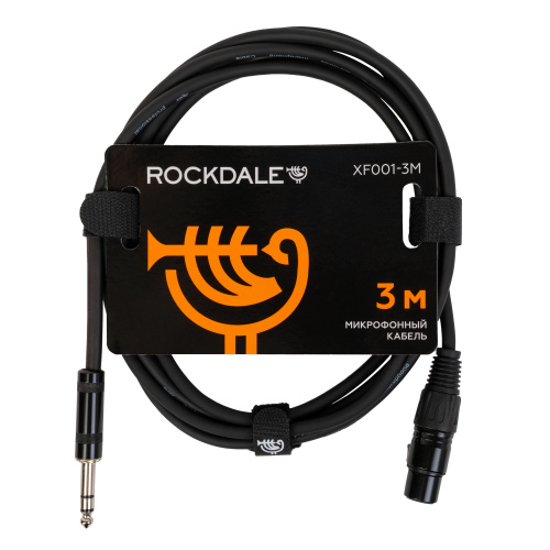 ROCKDALE XF001-3M готовый микрофонный кабель, разъемы XLR female X stereo jack male, длина 3 м, черный