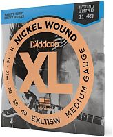 D'Addario EXL115W струны для эл .гит., Blues/Jazz Rock, никель, 11-49, 3стр. в оплётке