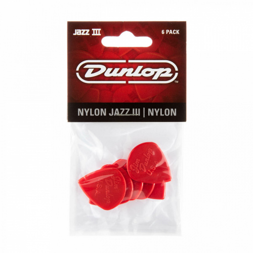 Dunlop Nylon Jazz III 47P3N 6Pack медиаторы, острый кончик, толщина 1.38 мм, красные, 6 шт. фото 4