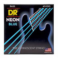 DR NBB-40 HI-DEF NEON струны для 4-струнной бас гитары с люминесцентным покрытием синие 40 100