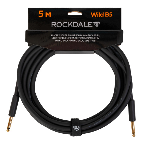 ROCKDALE Wild B5 инструментальный (гитарный) кабель, цвет черный, металлические разъемы mono jack - mono jack, 5 метров
