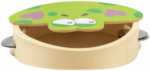 BEE DF603 Frog Тамбурин деревянный без мембраны с 3 парами джинглов, диаметр 160 мм, дизайн лягушка фото 2