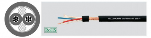 Helukabel 400040 Микрофонный кабель сверхгибкий 6,5 мм, 2x0,34 мм, плетёный экран