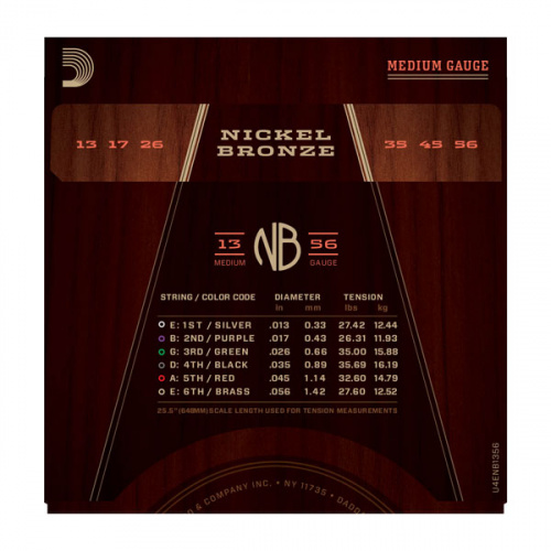 D'Addario NB1356 струны для акустической гитары,Medium, 13-56 фото 3