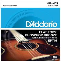 D'Addario EFT16 струны для акустической гитары, фосфор-бронза, полир, Regular Light 12-53*