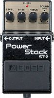 BOSS ST-2 гитарная педаль Power Stack. Регуляторы: Level, EQ и Sound. Индикатор Check. Разъемы: вход/выход (гнезда Jack), гнездо для адаптера 9V. Мета