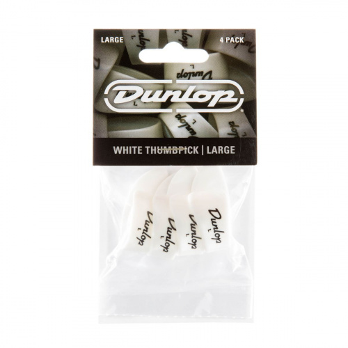 Dunlop 9003P Plastic Thumbpick White 4Pack когти на большой палец, жесткие, белые, 4 шт.