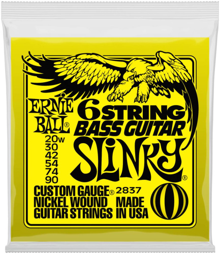 Ernie Ball 2837 струны для 6-струнной бас-гитары Nickel Bass SS Slinky 6 (20w-30-42-54-4-90)