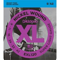 D'Addario EXL120 струны для электрогитары, Super Light, никель, 9-42