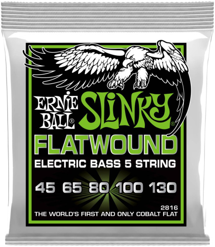 Ernie Ball 2816 струны для 5-cтр. бас-гитары Regular Slinky Flatwound Cobalt (45-65-80-100-130)