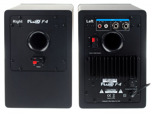 Fluid Audio F4 пара мониторов, двухполосные, 30 Вт RMS, с балансным/небалансным подключением фото 3