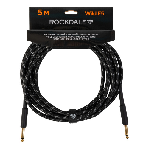 ROCKDALE Wild E5 инструментальный (гитарный) кабель, материал твид, цвет черный, металлические разъемы mono jack - mono jack, 5