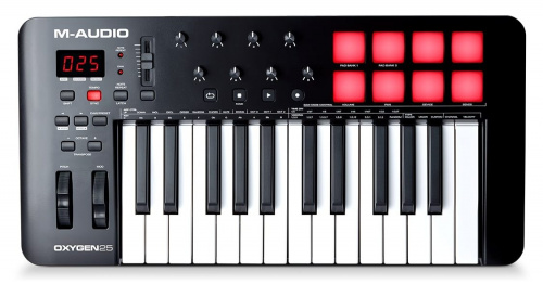 M-Audio Oxygen 25 MKV 25 клавишная USB MIDI клавиатура LCD дисплей 8 энкодеров 8 пэдов фейдер 1 фото 2