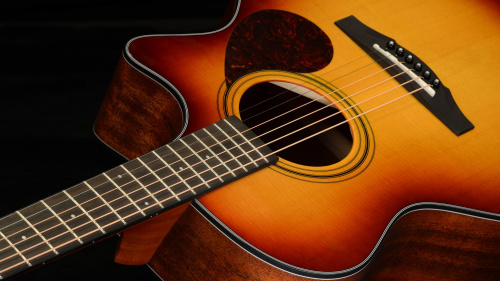 KEPMA F0-GA Top Gloss BS электроакустическая гитара, цвет вишневый санберст, в комплекте чехол фото 5