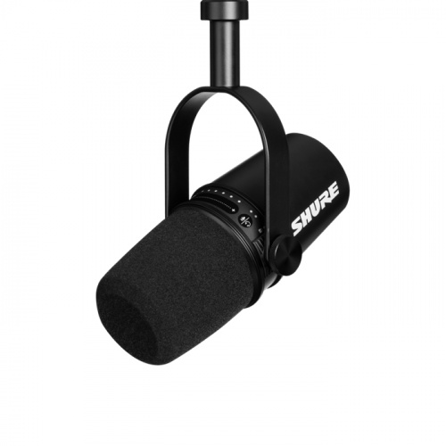 SHURE MV7-K гибридный динамический кардиоидный микрофон, 50-16000 Гц, подключение XLR и USB. Черный